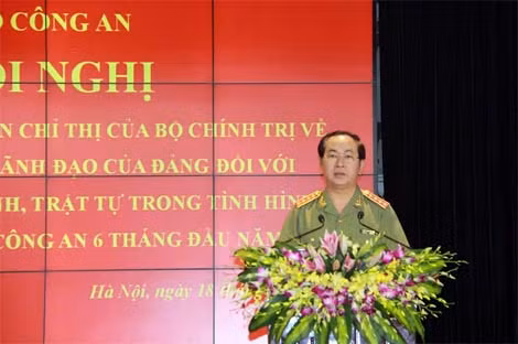 Đại tướng Trần Đại Quang, Ủy viên Bộ Chính trị, Bộ trưởng Bộ Công an phát biểu khai mạc Hội nghị.