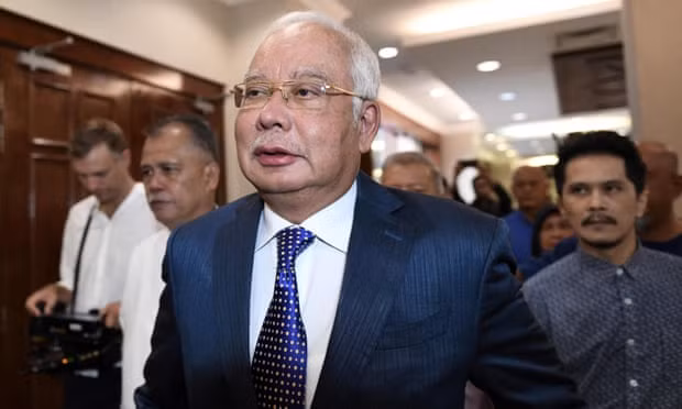 Ông Najib Razak xuất hiện tại phiên tòa hôm 28-8. Ảnh: Getty