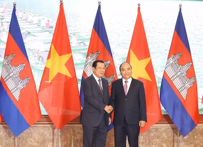 Hai nhà lãnh đạo trong phiên chụp ảnh chung.