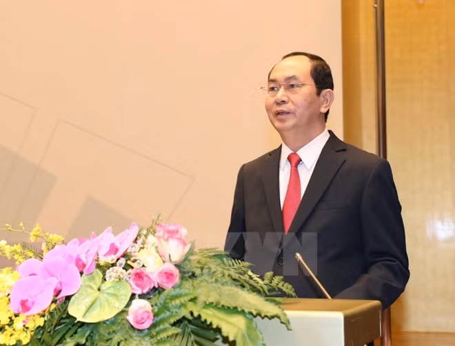 Chủ tịch nước Trần Đại Quang phát biểu chào mừng. Ảnh: TTXVN