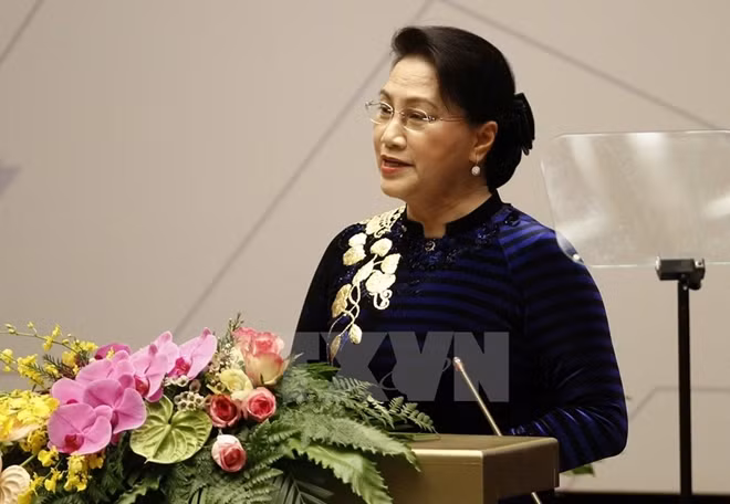 Chủ tịch Quốc hội, Chủ tịch APPF-26 Nguyễn Thị Kim Ngân tuyên bố khai mạc Hội nghị thường niên Diễn đàn Nghị viện các nước Châu Á – Thái Bình Dương lần thứ 26. Ảnh: TTXVN