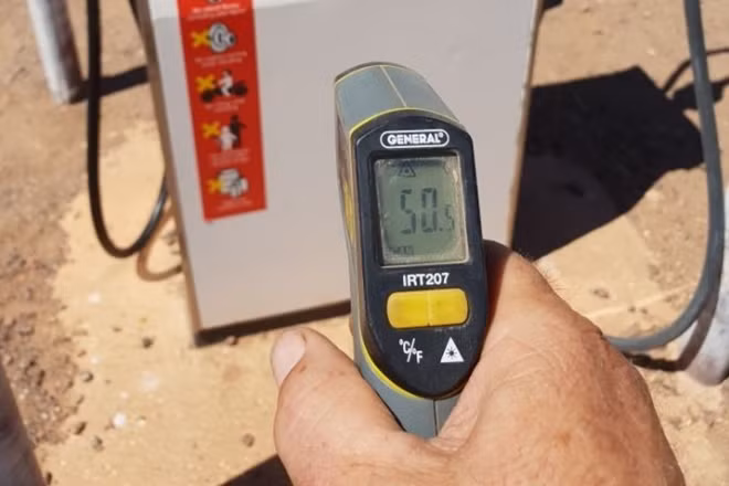 Mức nhiệt thực tế đo được tại Coober Pedy, Nam Australia hôm 27-12. Ảnh: ABC