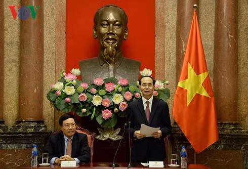 Chủ tịch nước phát biểu tại buổi gặp mặt. Ảnh: VOV