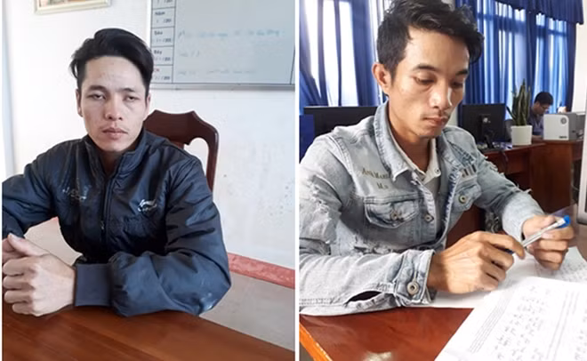 Vân và Bình được Cảnh sát hình sự Quảng Nam vận động ra đầu thú.