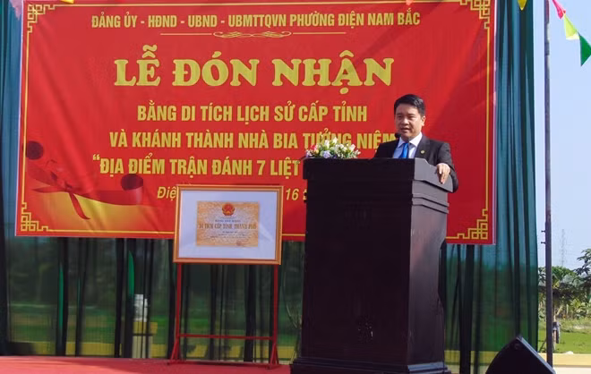 Ông Trần Văn Tân, Phó Chủ tịch UBND tỉnh Quảng Nam, phát biểu tại buổi lễ.