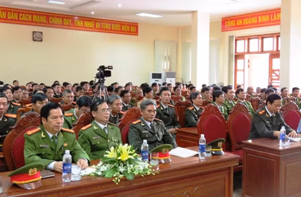 Bộ trưởng Trần Đại Quang phát biểu tại buổi làm việc với Công an tỉnh Quảng Bình.
