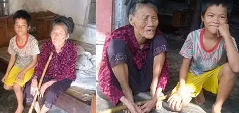 Hai bà cháu cụ Hạng trong căn nhà tuềnh toàng.