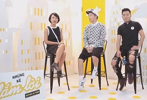 Bộ ba MC của Talk show "Bitches in town" gây bão dư luận thời gian qua.Từ trái sang: MC Thùy Minh, stylish Lê Minh Ngọc và nhà văn Nguyễn Ngọc Thạch.