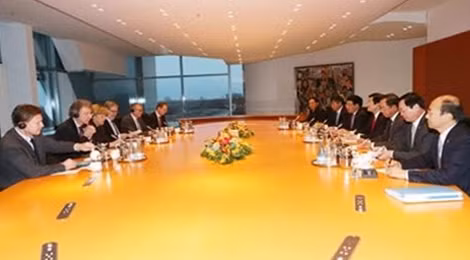 Chủ tịch nước Trương Tấn Sang hội đàm với Thủ tướng Đức Angela Merkel.