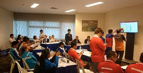 Buổi họp kỹ thuật và bốc thăm thi đấu môn bóng bàn. Ảnh: Zing Buổi họp kỹ thuật và bốc thăm thi đấu môn bóng bàn. Ảnh: Zing