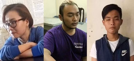 Ba nghi can Quyên - Long - Tâm tại cơ quan điều tra.