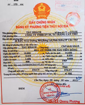 Giấy CNĐKPTTNĐ do Võ Văn Trang làm giả.