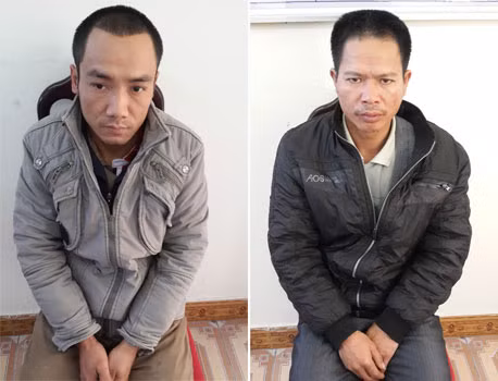 Từ trái sang phải: Đối tượng Nguyễn Đức Nam, đối tượng Nguyễn Văn Lịch