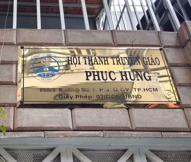 Trụ sở của Hội Tin Lành truyền giáo Phục Hưng ở quận Gò Vấp.