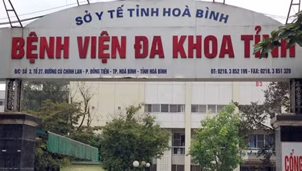 Bệnh viện đa khoa tỉnh Hòa Bình - nơi xảy ra vụ việc.