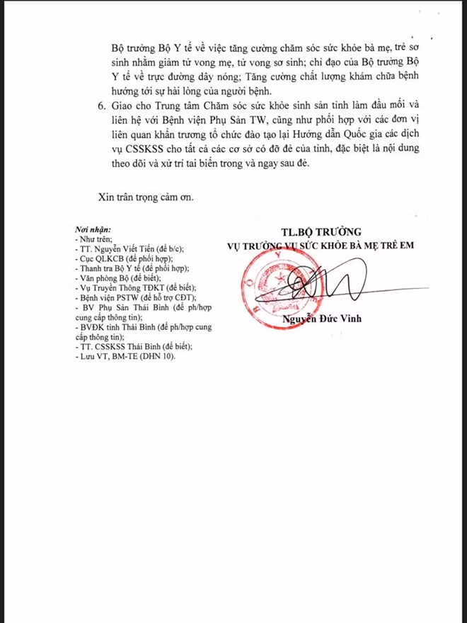 Công văn khẩn của Bộ Y tế