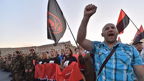 Phong trào cực đoan Cánh hữu Right Sector ở Ukraine biểu tình tiến hành đại hội ở thủ đô Kiev, ngày 21/7.
