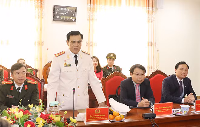 Đại tá Võ Trọng Hải phát biểu tại buổi lễ.