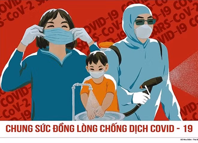 Một mẫu tranh cổ động về phòng chống dịch COVID - 19 đã được in ấn rộng rãi.