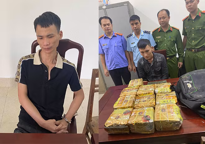 Đối tượng Trần Văn Quân, đối tượng Lê Văn Hùng cùng số tang vật tại Cơ quan Công an.