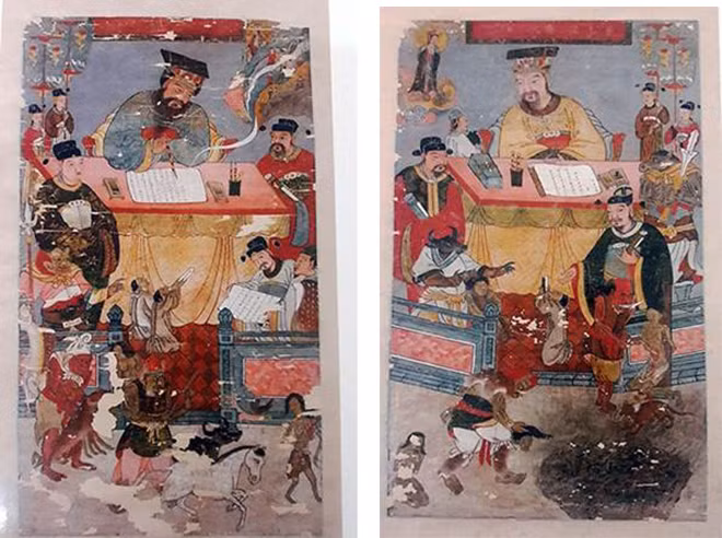 Đệ nhất điện Tần Quảng Minh Vương Điện và Đệ nhị điện Sở Giang Minh Vương. Nguồn và ảnh: Bảo tàng Lịch sử Việt Nam
