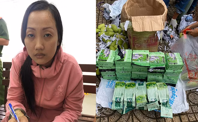 Đối tượng Bùi Thị Kiều Loan và tang vật thu giữ.