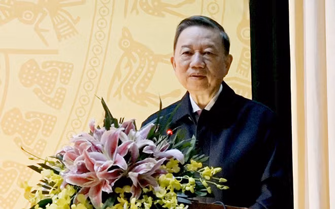 Bộ trưởng Tô Lâm phát biểu tại buổi lễ. Bộ trưởng Tô Lâm phát biểu tại buổi lễ.