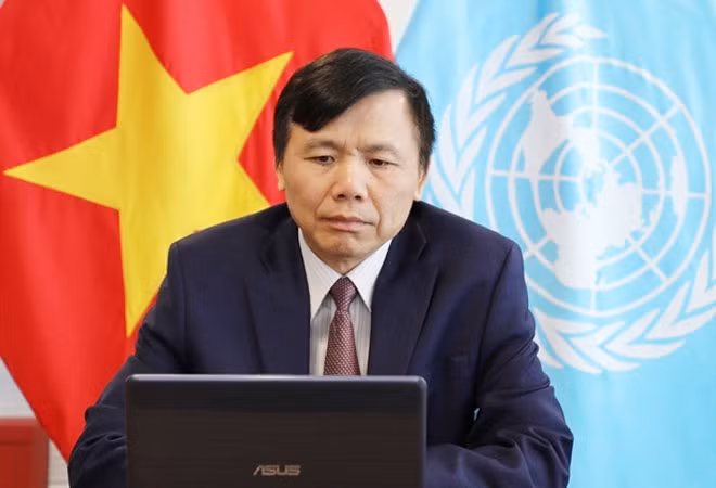 Đại sứ Đặng Đình Quý, Trưởng Phái đoàn thường trực Việt Nam tại Liên hợp quốc phát biểu tại Phiên bế mạc Tuần lễ Phòng chống khủng bố trực tuyến.
