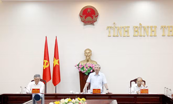 Thường trực Ban Bí thư Trần Quốc Vượng phát biểu tại buổi làm việc. Ảnh: TTXVN