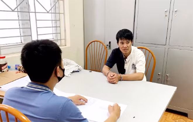 Đối tượng Nguyễn Văn Tĩnh tại cơ quan Công an.