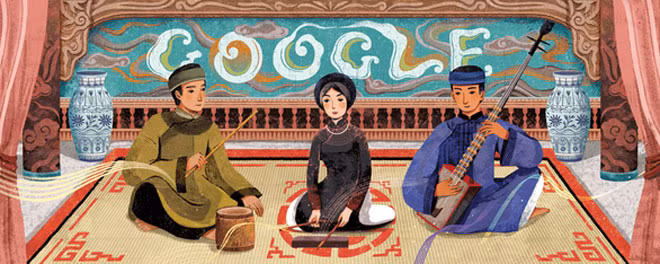 Hình ảnh biểu tượng về nghệ thuật Ca trù của Việt Nam được Google Việt Nam tạm thời sử dụng trong ngày 23-2-2020.