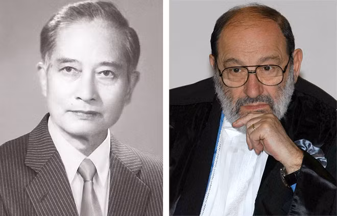 Nhà văn Bùi Hiển và nhà văn Umberto Eco. Nhà văn Bùi Hiển và nhà văn Umberto Eco.