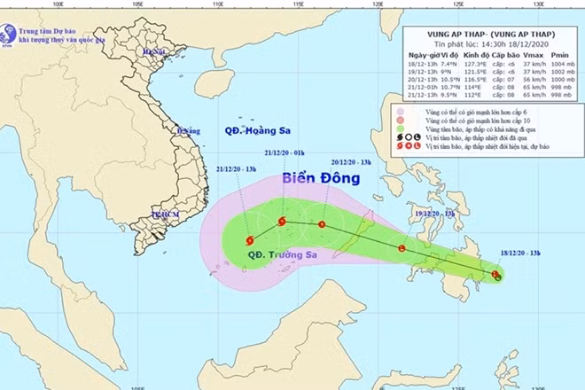 Áp thấp sẽ mạnh lên thành áp thấp nhiệt đới và đi vào biển Đông.