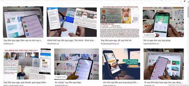 Các website, ứng dụng cho vay trực tuyến và nhiều vụ đã xảy ra hậu quả nặng nề được đăng tải trên mạng.