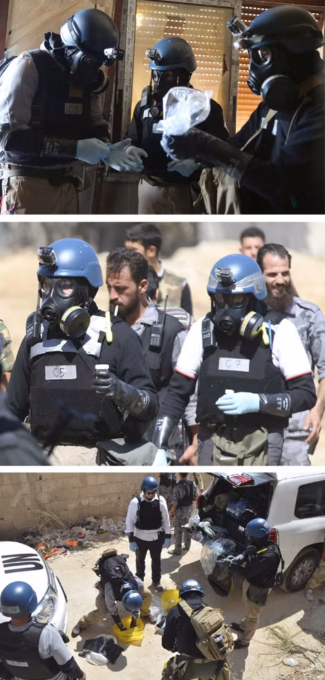 Chương trình tiêu hủy vũ khí hóa học ở Syria đang được tiến hành khẩn trương. Đến nay, 3 trong số 12 địa điểm sản xuất vũ khí hóa học ở Syria đã được phá bỏ hoàn toàn. Ảnh: AP.
