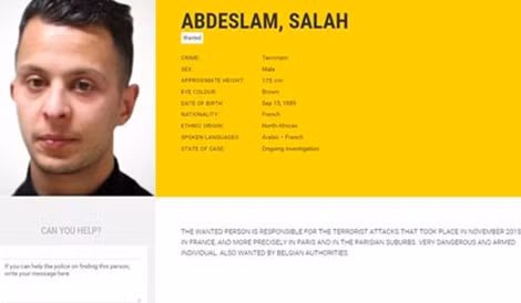 Salah Abdeslam, nghi can chính trong vụ tấn công khủng bố tại Paris, Pháp tối 13-11-2015 xuất hiện trên trang web www.eumostwanted.com.
