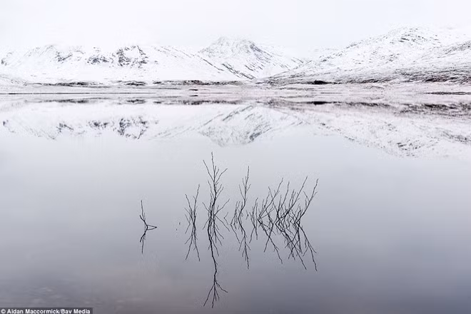 Người xem có thể cảm nhận "sự tĩnh lặng hoàn hảo" trong bức ảnh này. Một Loch Glascarnoch trên cao nguyên vào mùa đông.