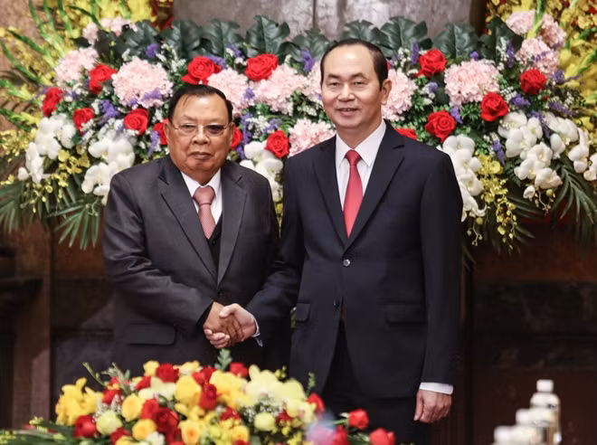 Chủ tịch nước Trần Đại Quang và Tổng Bí thư, Chủ tịch nước Cộng hòa Dân chủ Nhân dân Lào Bounnhang Vorachith.