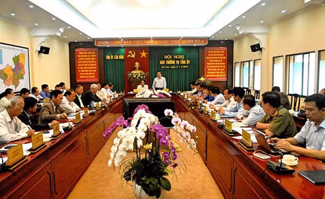 Toàn cảnh buổi làm việc giữa Đoàn công tác số 2 về phòng, chống tham nhũng với Ban Thường vụ Tỉnh ủy Lâm Đồng.