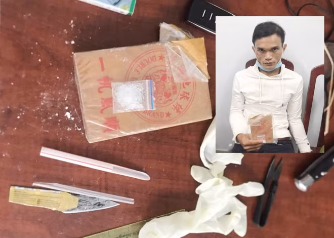 Cần (ảnh nhỏ) và tang vật bị thu giữ.