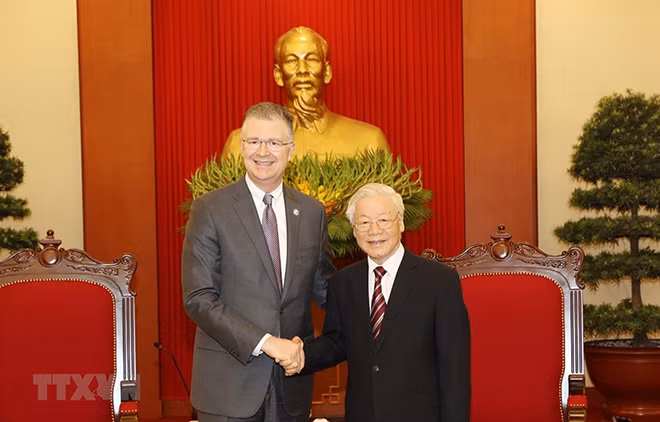 Tổng Bí thư Nguyễn Phú Trọng và Đại sứ Kritenbrink tại buổi tiếp. Ảnh: TTXVN. Tổng Bí thư Nguyễn Phú Trọng và Đại sứ Kritenbrink tại buổi tiếp. Ảnh: TTXVN.