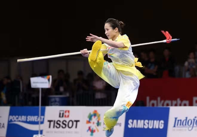 Thúy Vi chỉ đạt huy chương đồng môn wushu. Ảnh: VNE.