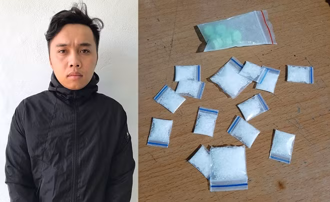 Trần Minh Hiền và tang vật thu giữ.