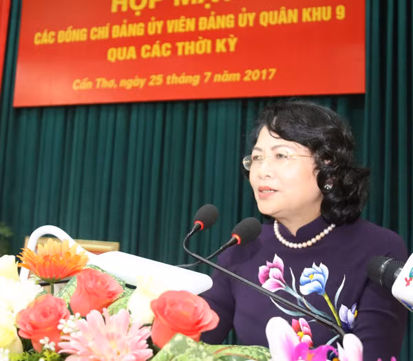 Phó Chủ tịch nước Đặng Thị Ngọc Thịnh phát biểu tại buổi gặp mặt.
