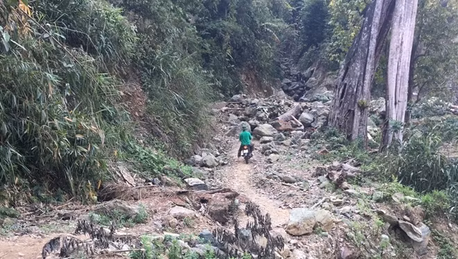 Đường vào hiện trường vụ án.