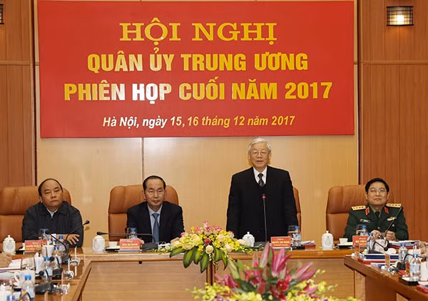 Tổng Bí thư Nguyễn Phú Trọng, Bí thư Quân ủy Trung ương phát biểu khai mạc hội nghị. Ảnh: TTXVN Tổng Bí thư Nguyễn Phú Trọng, Bí thư Quân ủy Trung ương phát biểu khai mạc hội nghị. Ảnh: TTXVN