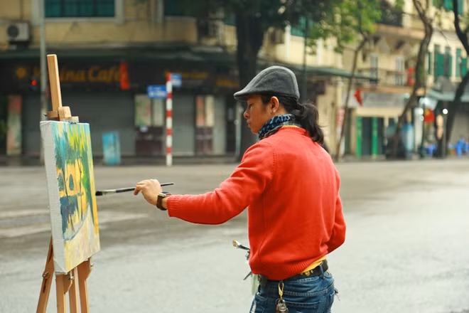 Cũng có người tìm thấy cảm xúc nghệ thuật trong buổi sáng đầu tiên của năm mới.