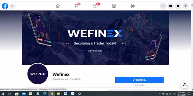 Một trang Facebook của Wefinex.