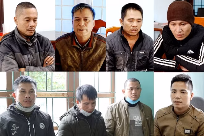 Các đối tượng trong vụ phá rừng bị Công an tỉnh Quảng Bình khởi tố, bắt giam để điều tra.
