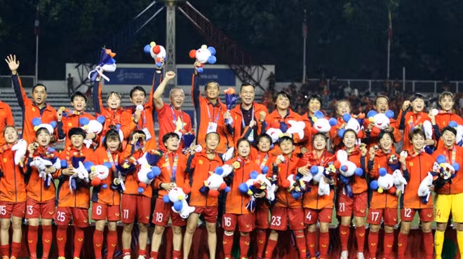 Đội tuyển nữ Việt Nam xuất sắc giành huy chương vàng SEA Games sau trận chung kết nghẹt thở với Thái Lan. Ảnh: AFC.